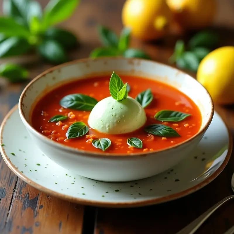 Sopa de Tomate Asado y Albahaca con Helado de Mojito: Receta Cubana Fresca en Olla Express