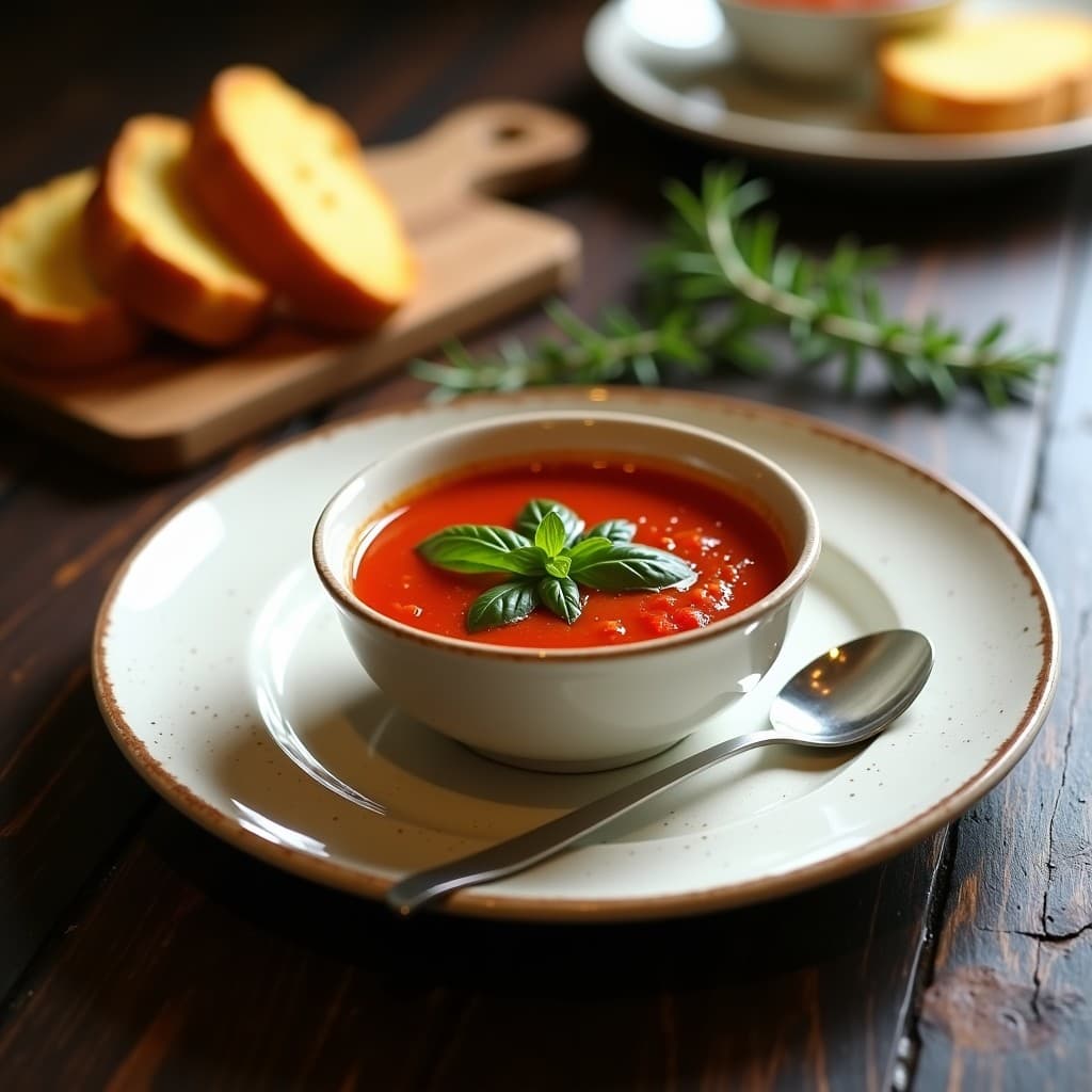 Sopa de Tomate Asado y Albahaca con Tostadas de Pan de Maíz: Receta Italiana Sin Gluten