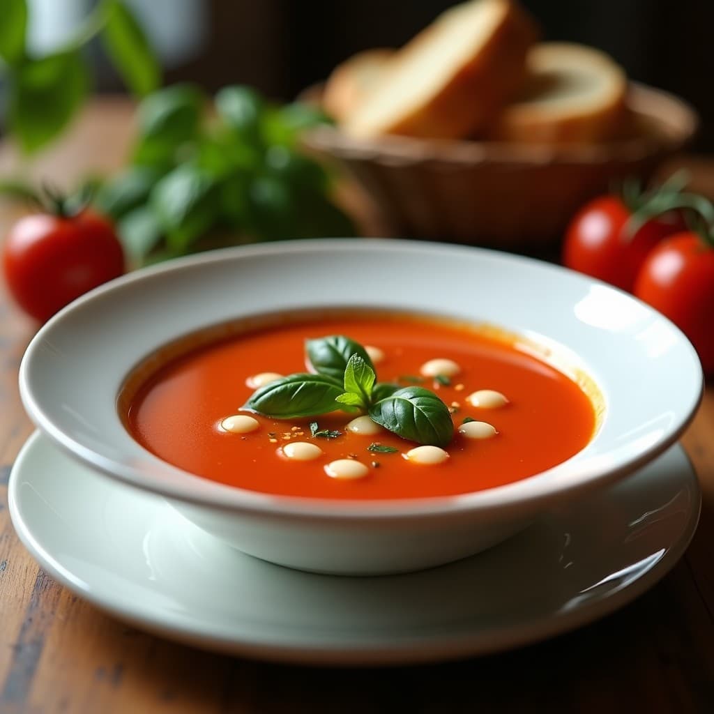 Sopa de Tomate Asado y Albahaca con Perlas de Tapioca: Receta Italiana Sin Lácteos