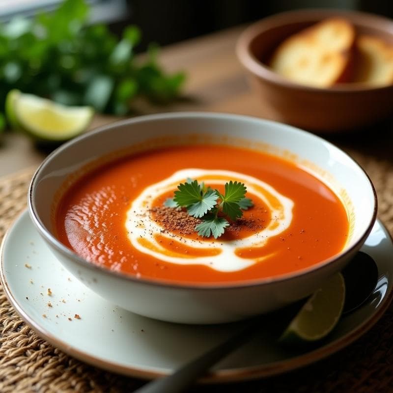 Sopa de tomate asado y pimienta de Jamaica: Receta en olla exprés con toque caribeño