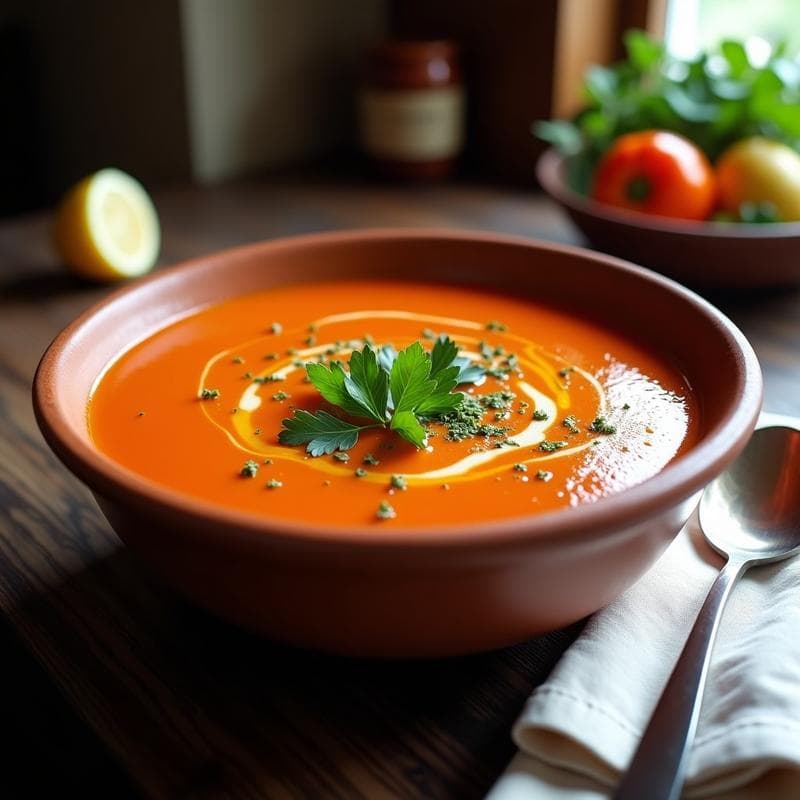 Sopa de Tomate y Berenjena con Toque de Comino: Receta Libanesa Vegana en Thermomix