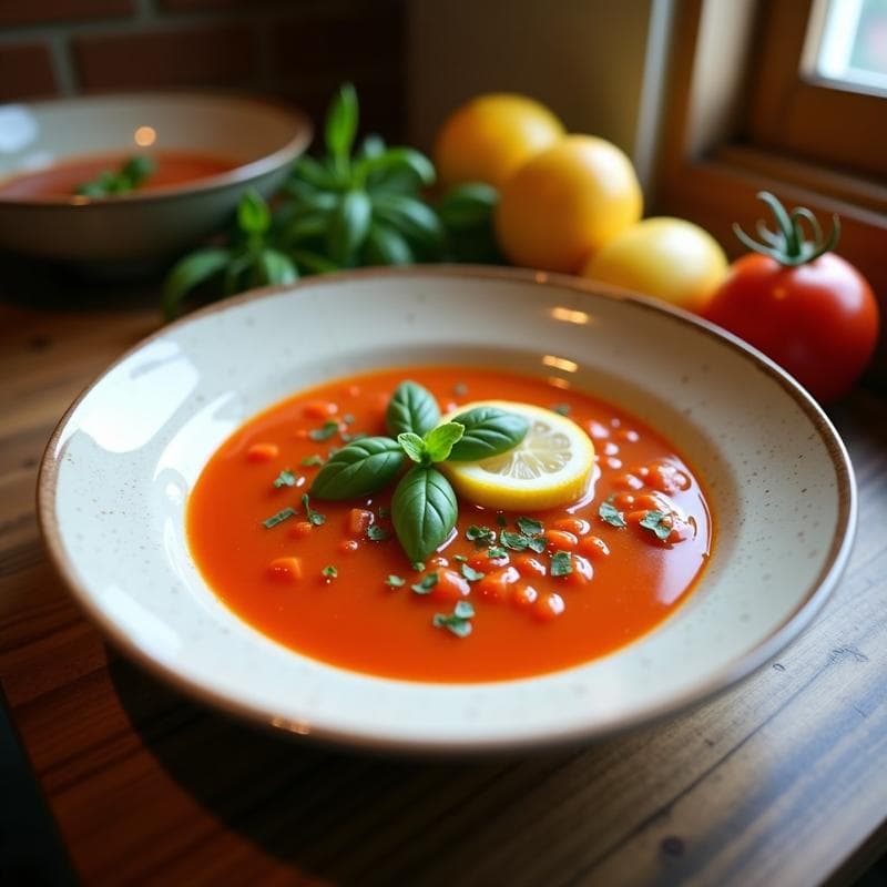 Sopa de Tomate Blanco y Albahaca: Receta Griega Vegana con Toque de Limón