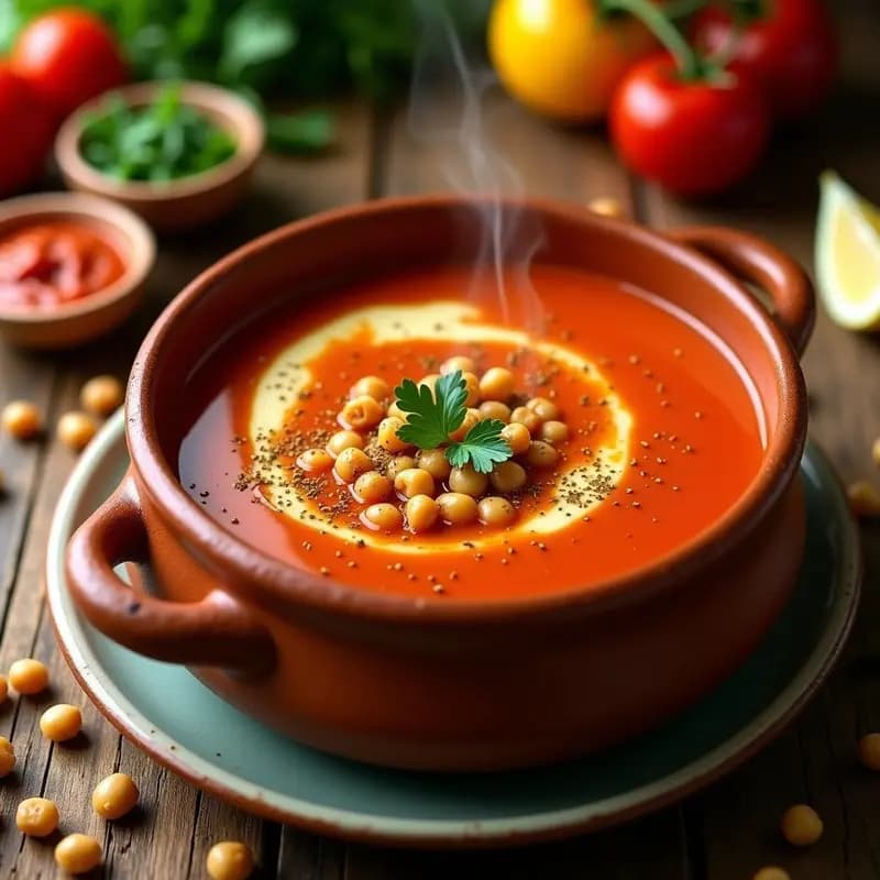Sopa de Tomate de Marruecos con Garbanzos y Comino: Receta Vegana y Alta en Fibra en 20 Minutos