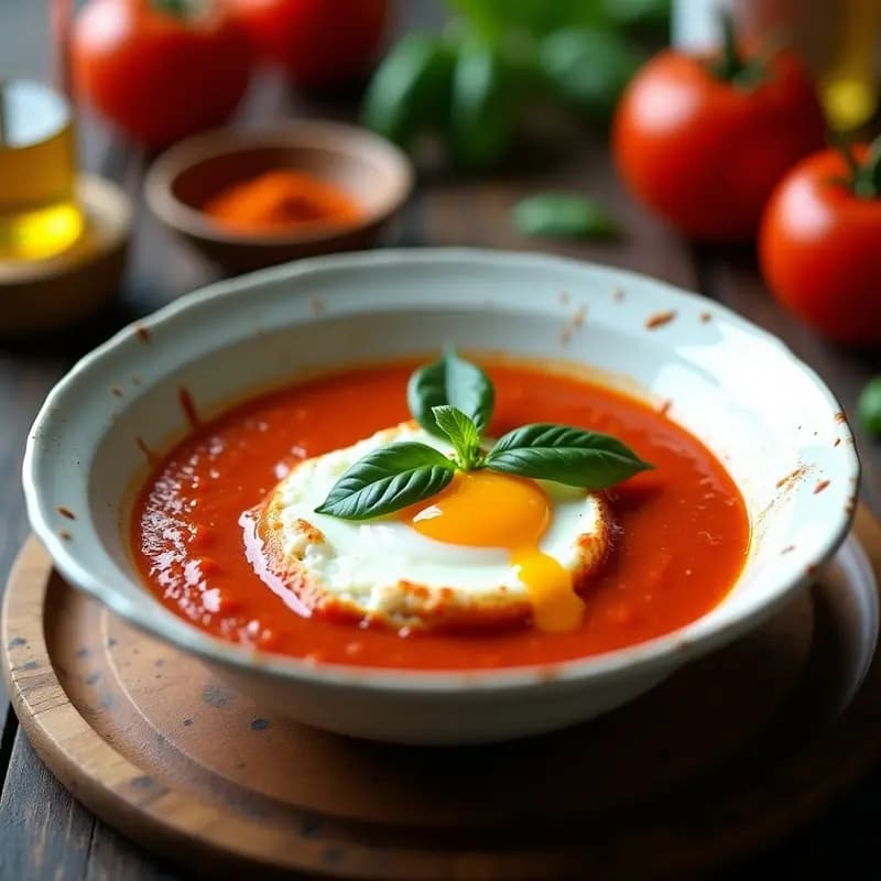Sopa de Tomate Portuguesa con Huevos Poché y Albahaca: Receta en Airfryer y Sin Gluten