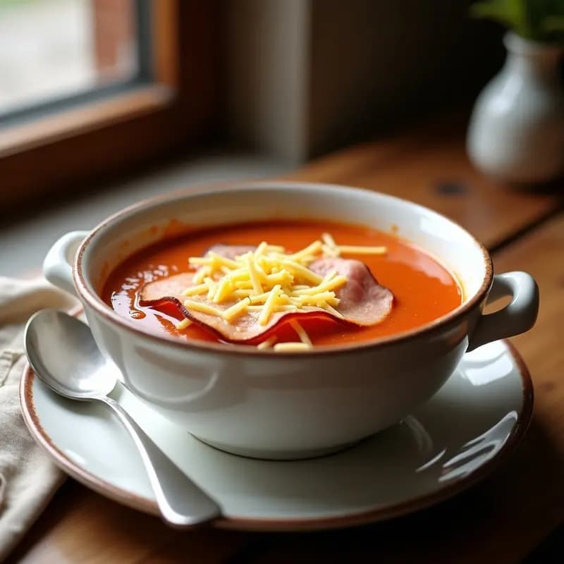Sopa de Tomate forrada con Jamón York y Queso Rallado: Receta de Infancia Rápida