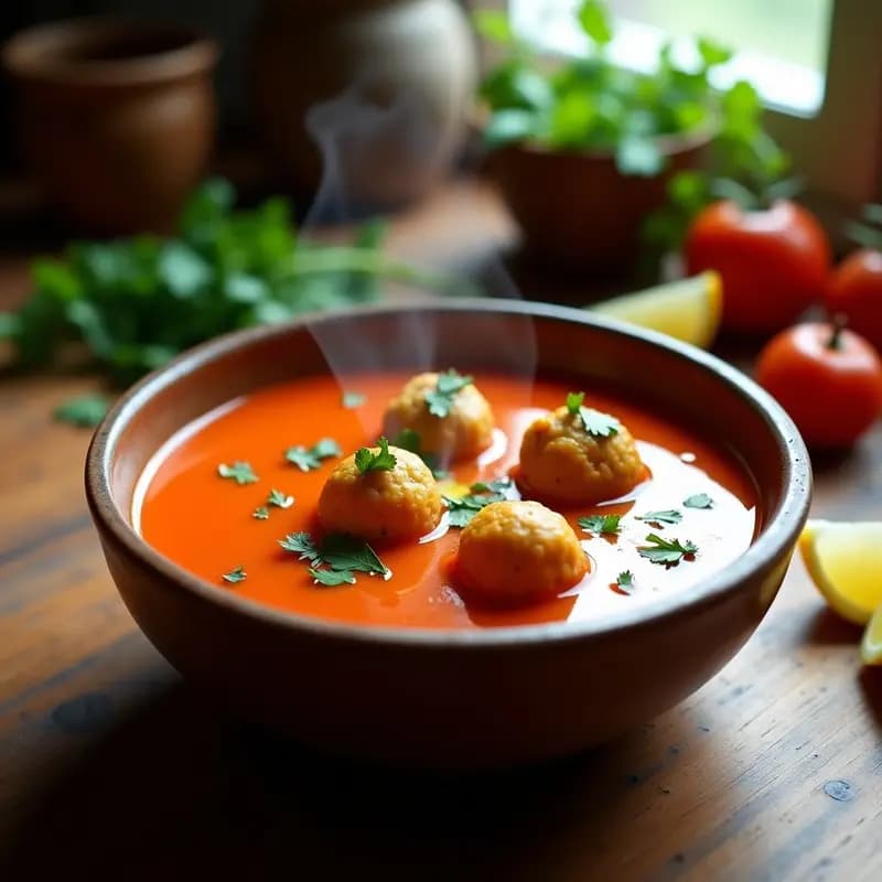 Sopa de Tomate y Jengibre con Albóndigas de Garbanzos: Receta Marroquí Detox