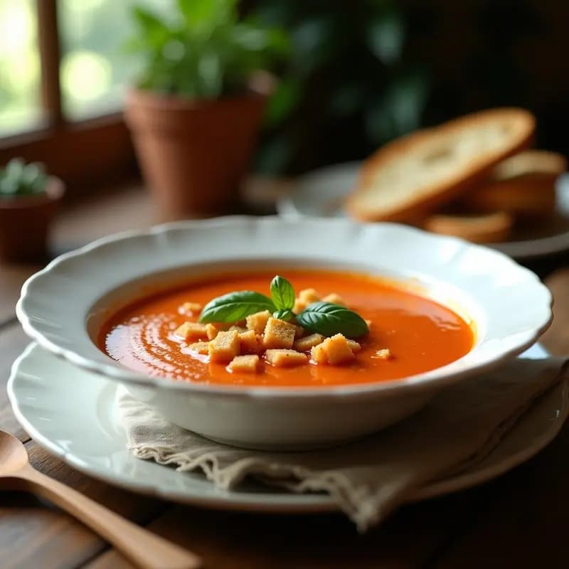 Sopa de Tomate y Jengibre con Crutones de Pan de Espelta: Receta Italiana Antiinflamatoria