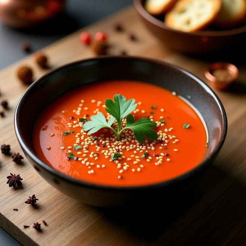 Sopa de Tomate Karkadé y Jengibre: Receta Egipcia en Olla Express con Toque Picante