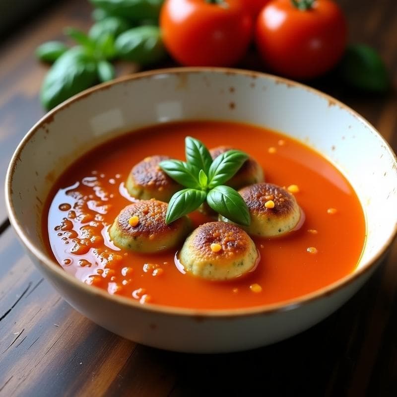 Sopa de Tomate Keto con Albóndigas de Calabacín: Receta en Olla Exprés Sin Harina