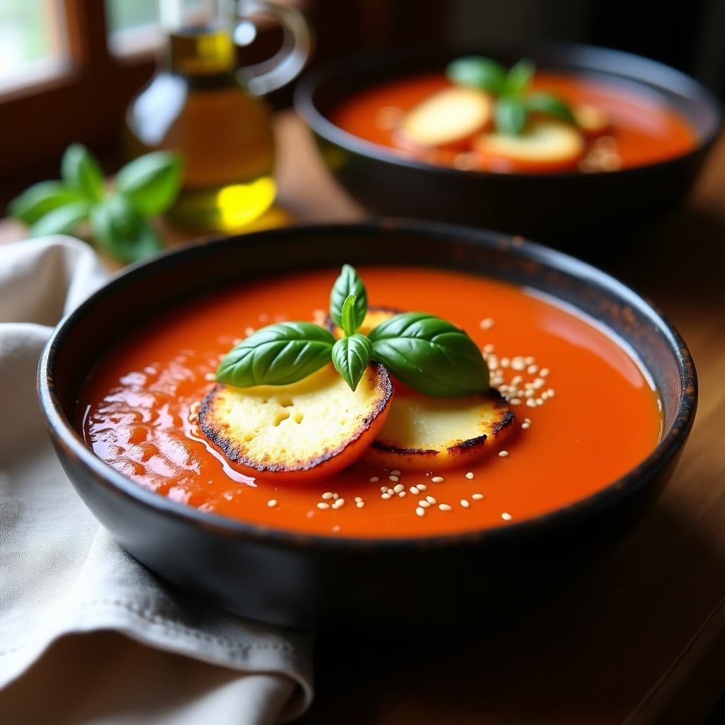 Sopa de Tomate Keto con Queso Halloumi Gratinado: Receta en Olla Express