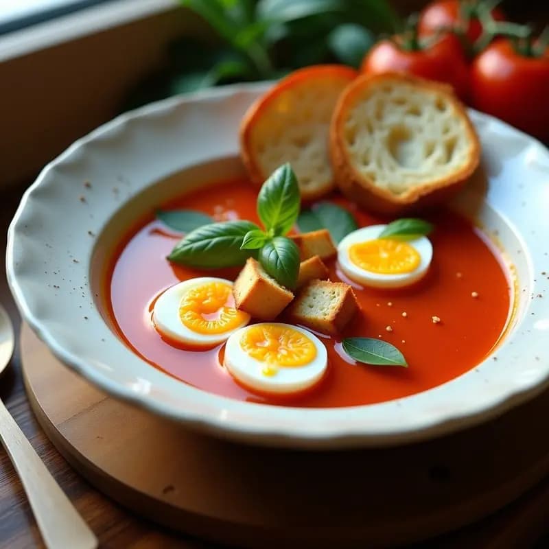 Sopa de Tomate Mallorquina con Huevo Duro y Pan: Receta de Verano Fresca