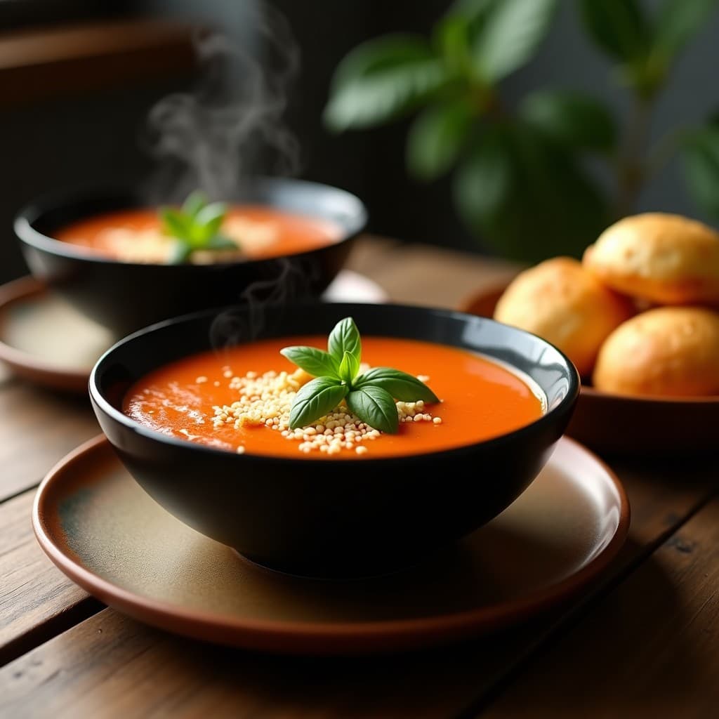 Sopa de Tomato e Manjericão com Pão de Queijo: Receta Brasilera Keto en Olla Express