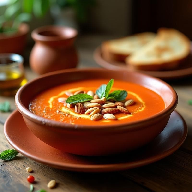 Sopa de Tomate Moruno con Almendras y Pimentón: Receta Tradicional Andaluza en 25 Minutos
