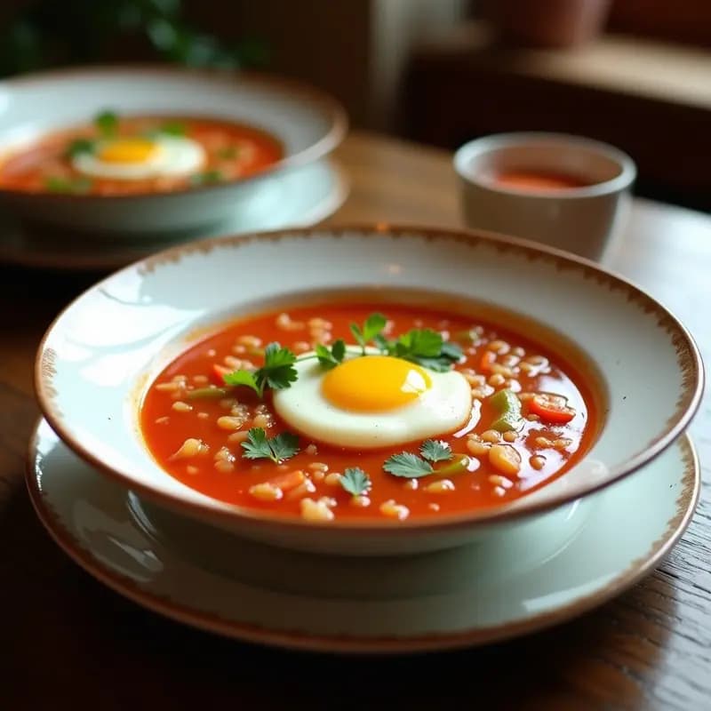 Sopa de Tomate Murciana con Arroz y Huevo Escalfado: Receta de Aprovechamiento Tradicional