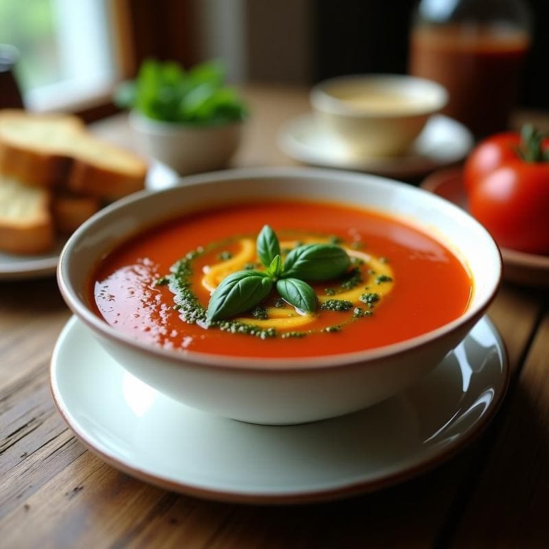 Sopa de Tomate y Pesto de Albahaca: Receta Italiana en Olla Lenta Sin Lácteos