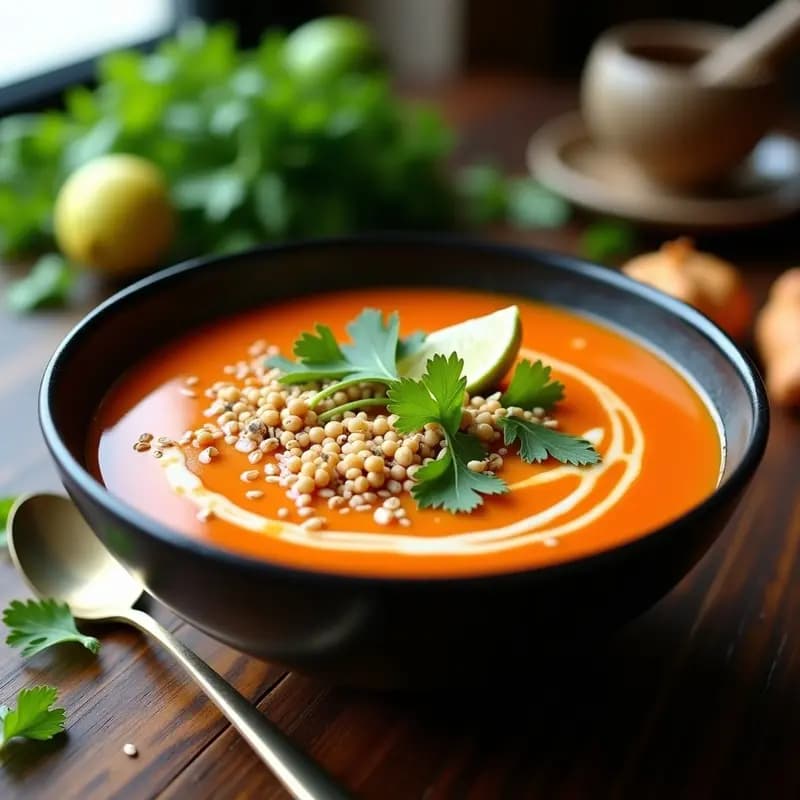Sopa de Tomate Tailandés con Gale y Limoncillo: Receta Vegana y Antiinflamatoria en 15 Minutos