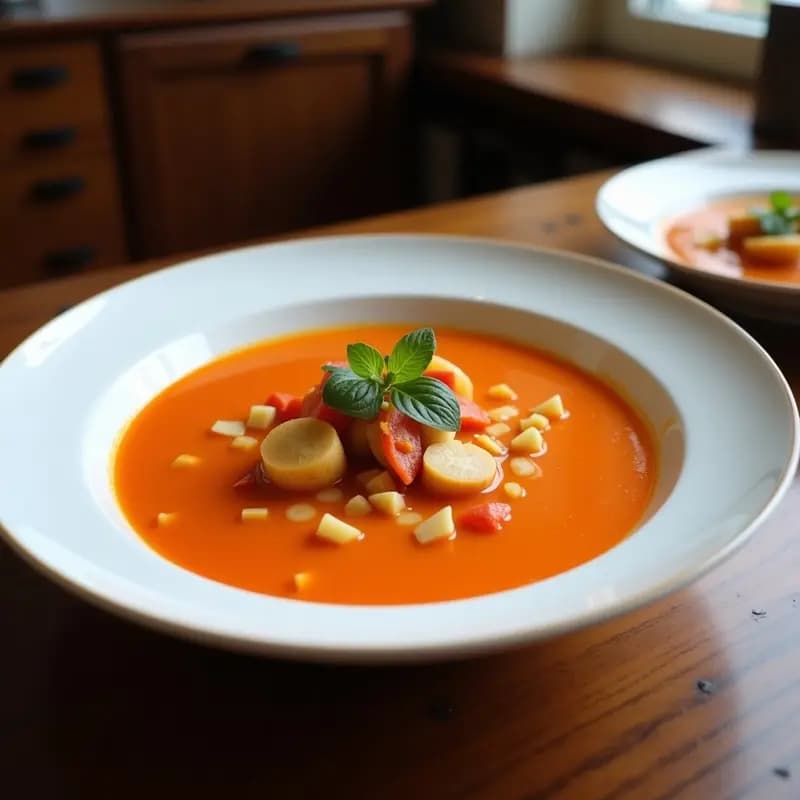 Sopa de Tomate tailandesa con Albahaca Santa y Tofu: Receta en Olla Rápida y Sin Lácteos