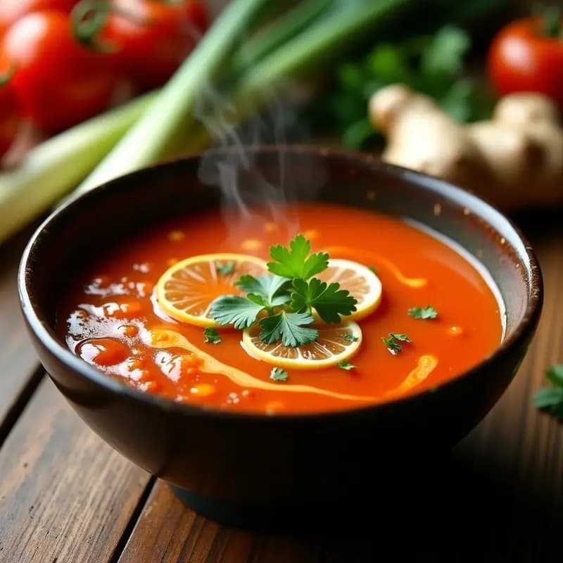 Sopa de Tomate tailandesa con Jengibre y Limoncillo: Receta en Olla Exprés Sin Lácteos