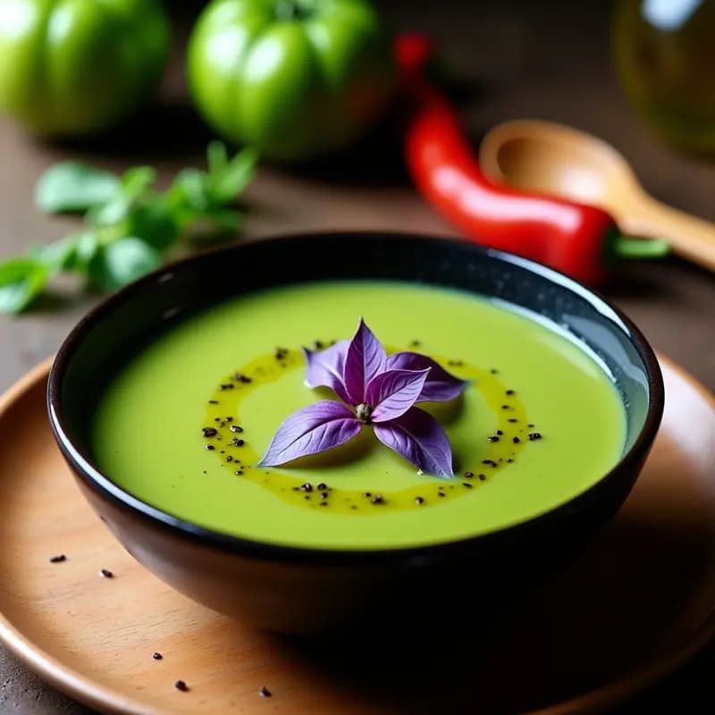 Sopa de Tomate Verde y Albahaca: Receta Mexicana Fresca con Toque Picante