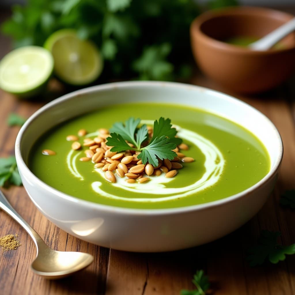 Sopa de Tomate Verde y Cilantro con Crème de Aguacate: Receta Mexicana Keto