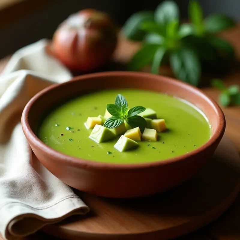 Sopa de Tomate Verde y Poleo con Trozos de Aguacate: Receta Cubana Sin Lactosa