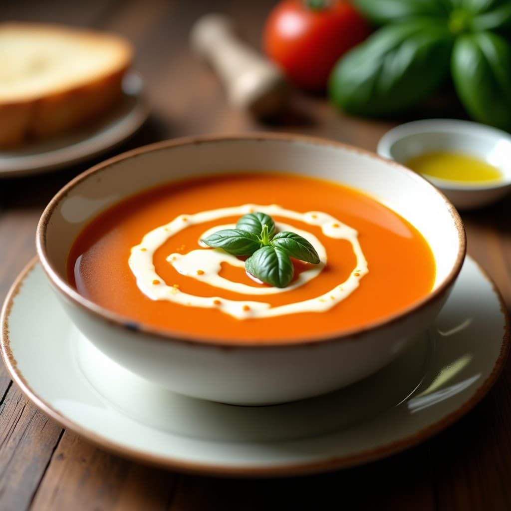 Sopa de Tomates Asados y Albahaca con Crème de Anacardos: Receta Vegana en Olla Exprés en 15 Minutos