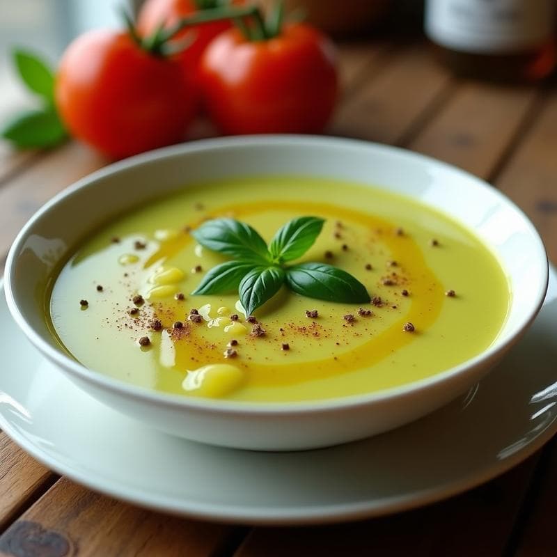 Sopa de Tomates Verdes y Albahaca: Receta Italiana Sin Lactosa en Olla Express