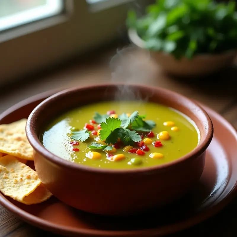 Sopa de Tomates Verdes y Elote: Receta Mexicana con Chile Piquín y Cilantro