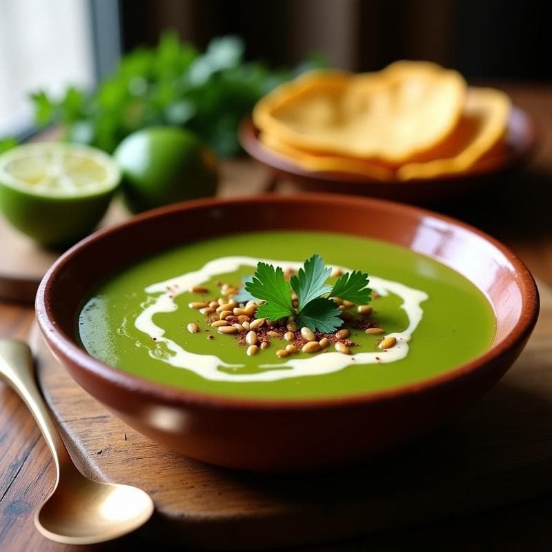 Sopa de Tomatillo y Chile Poblano: Receta Mexicana en Thermomix Sin Lácteos