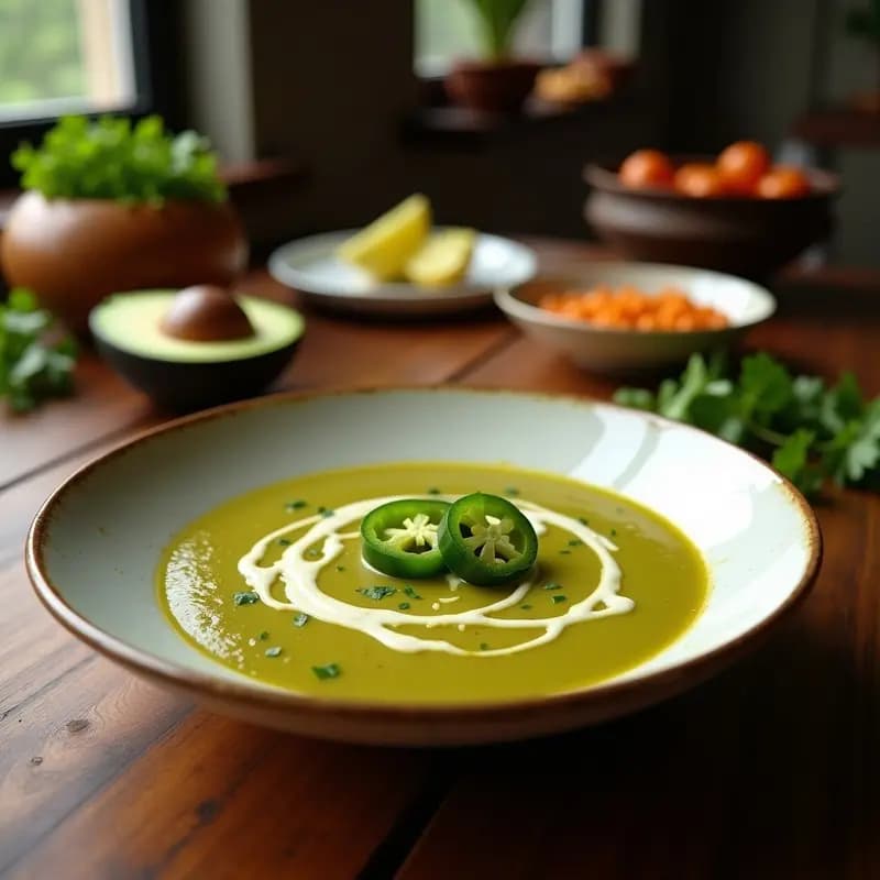 Sopa de Tomatillo y Jalapeño con Trozos de Aguacate: Receta Mexicana Keto y Sin Lácteos