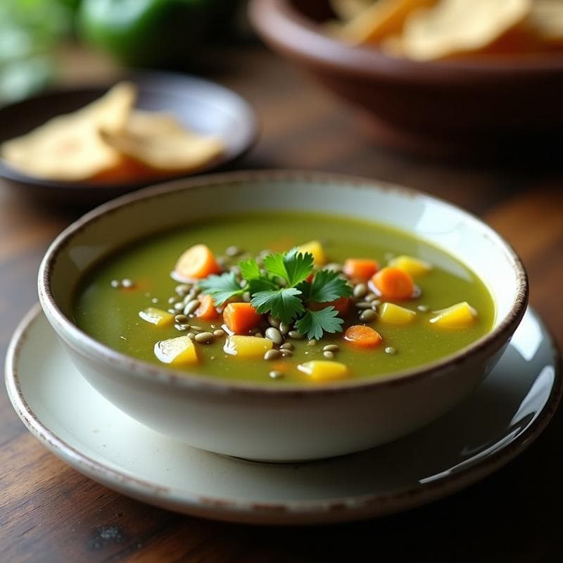 Sopa de Tomatillos y Chile Poblano: Receta Mexicana Vegana y Reconfortante en Olla Lenta