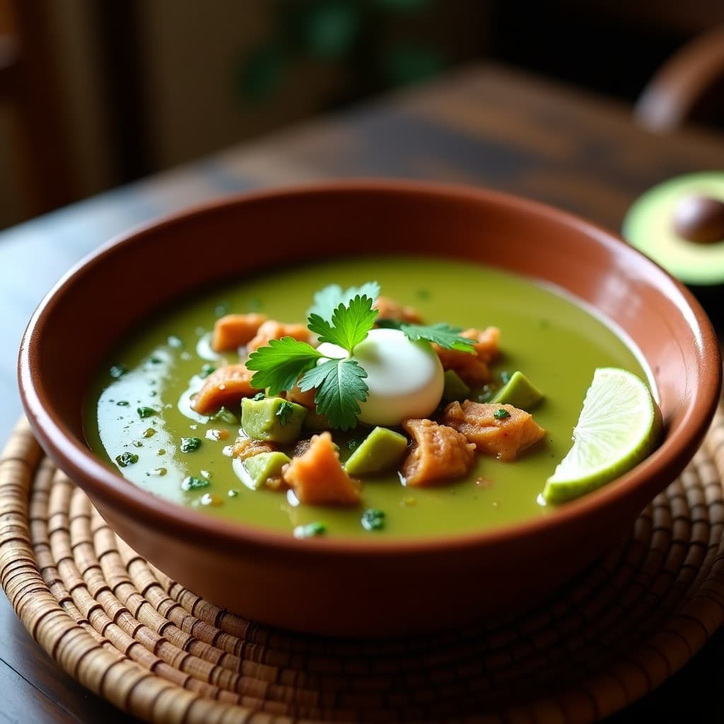 Sopa de Tomatillos y Chipotle con Pollo Desmenuzado: Receta Mexicana Keto en Olla Express