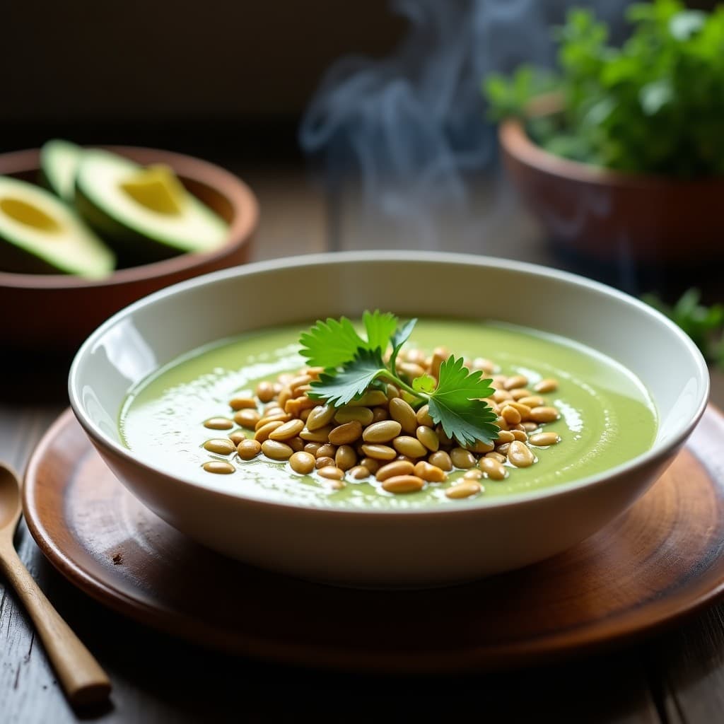 Sopa de Tomatillos y Pepitas de Calabaza: Receta Mexicana Keto en Olla Exprés con Toque Ahumado