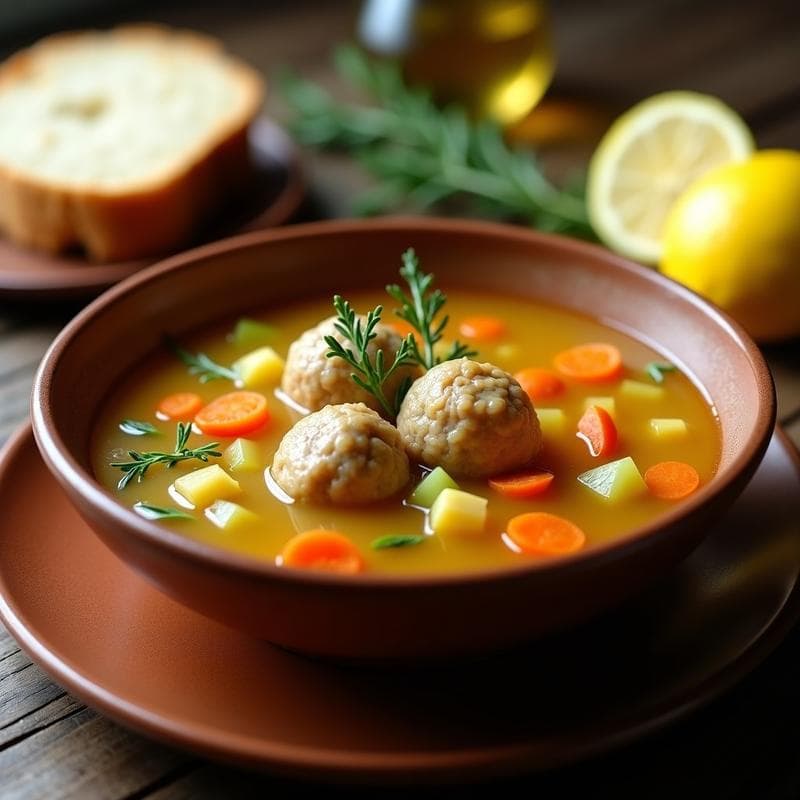 Sopa de Tomillo y Limón con Albóndigas de Pavo: Receta Turca Desintoxicante en Olla Exprés