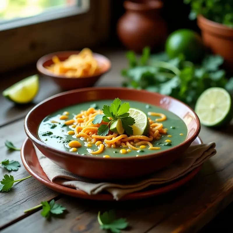 Sopa de Tortilla de Elote Azul con Epazote: Receta Mexicana Tradicional y Vegana