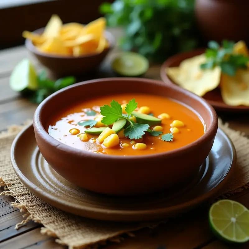 Sopa de tortilla de elote con chile pasilla: Receta mexicana vegana y reconfortante