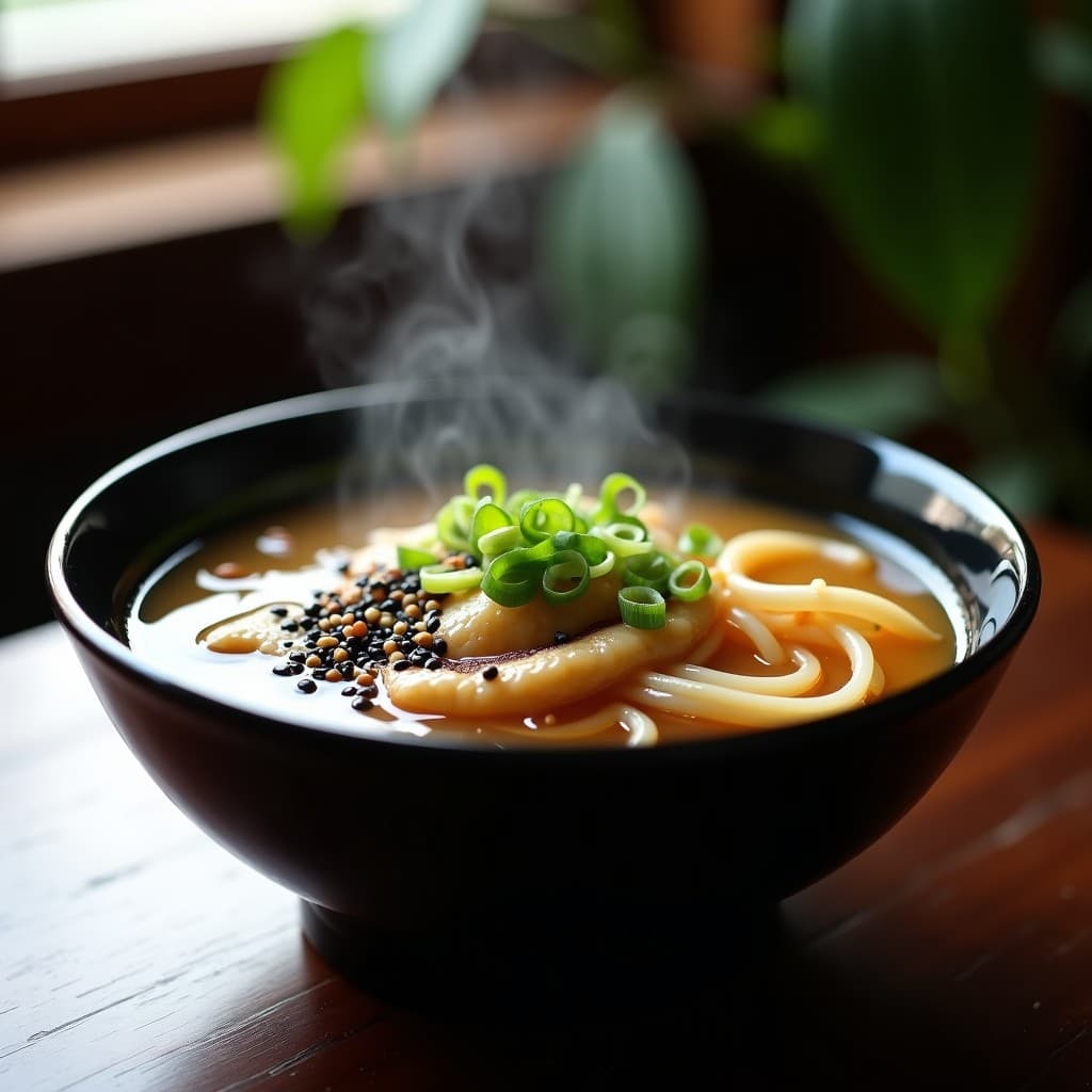 Sopa de Udon con Champiñones Maitake y Jengibre: Receta Japonesa Inmunoestimulante en 20 Minutos