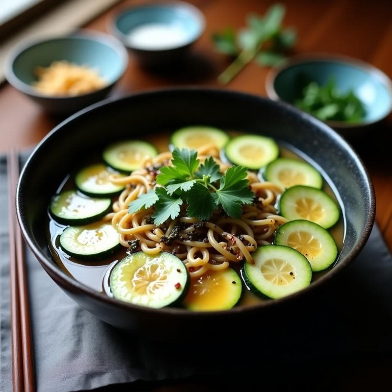 Sopa de Udon de Soba y Calabacín: Receta Japonesa Vegana en Thermomix