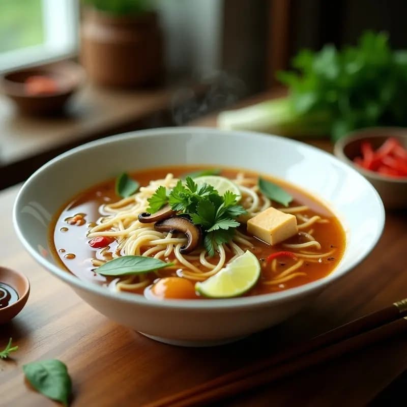 Sopa de Fideos Vermicelli con Hierbas Vietnamitas: Receta Pho Vegetariana en Olla Lenta