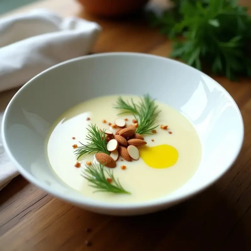 Sopa Vichyssoise de Coliflor y Apio con Toque de Nuez Moscada: Entrante Francés Frío y Vegano