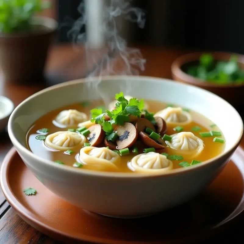 Sopa de Wonton con Cerdo y Hongos Shiitake: Receta China Reconfortante y en Olla Exprés
