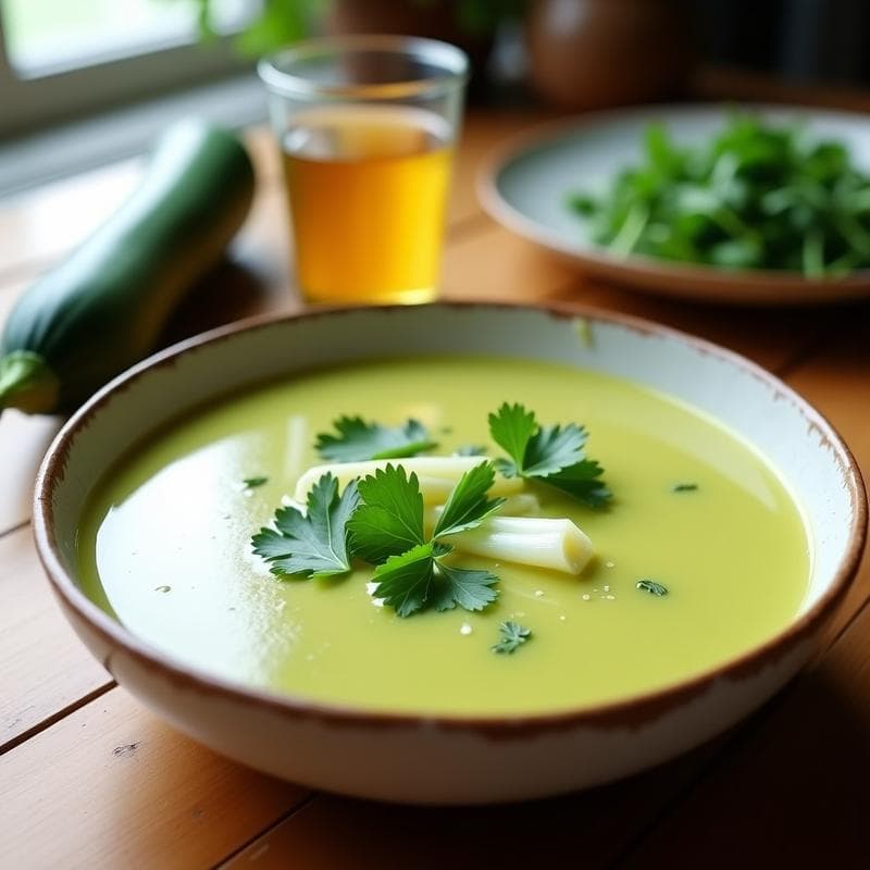 Sopa de Zucchini y Puerro con Toque de Limón Kombucha: Receta Detox y Probiótica