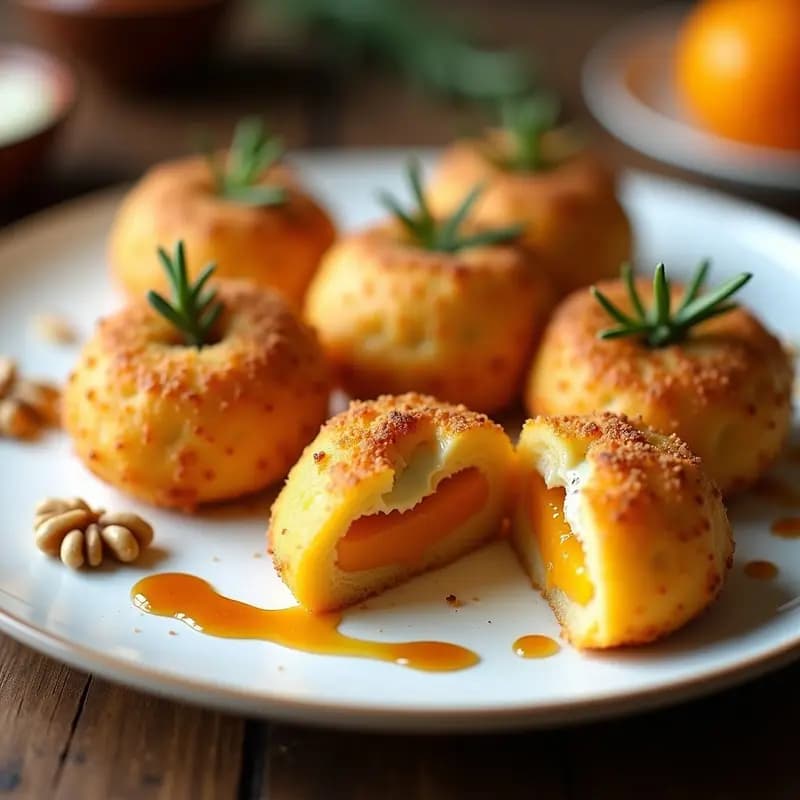 Sopapillas de Calabaza y Queso Azúl: Aperitivo Español Crujiente y Sorprendente