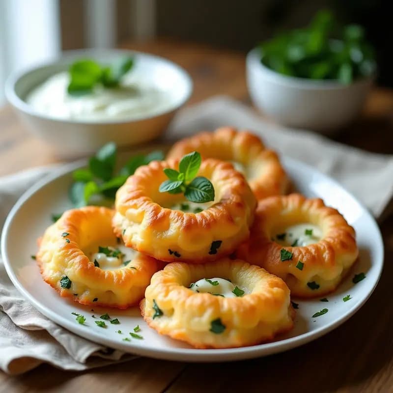 Sopapillas de Espinaca y Queso Feta con Salsa de Yogur: Entrante Turco Crujiente