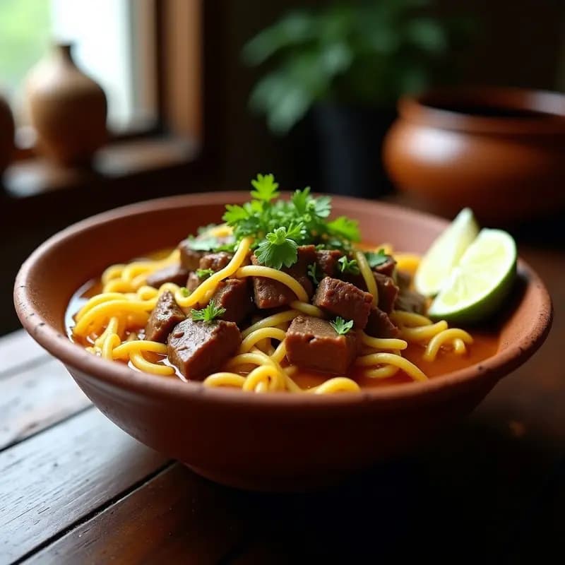 Sopar Seco Peruano de Res y Fideos: Receta Tradicional con Hierbabuena y Aji Amarillo