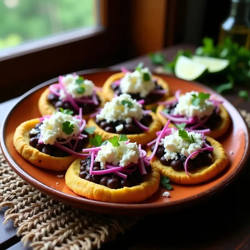 Sopes de Frijol Negro con Nata Vegana y Queso Fresco: Receta Mexicana Sin Horno