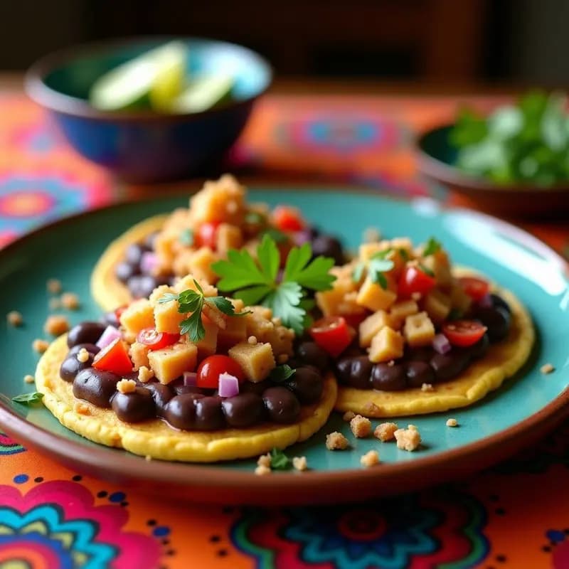 Sopes de Frijoles Negros y Chicharrón de Yolanda: Receta Mexicana Tradicional con Toque Vegano