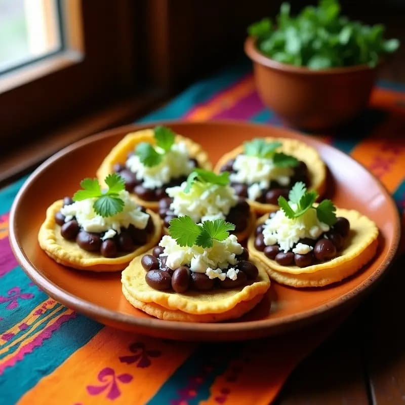Sopes de Frijoles Negros y Queso Fresco: Receta Mexicana Tradicional para Aperitivo
