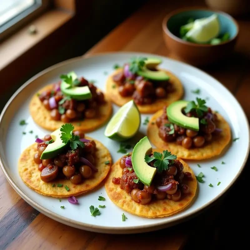 Sopes de Harina de Garbanzo con Tinga de Hongos y Chipotle: Receta Mexicana Sin Gluten en Airfryer