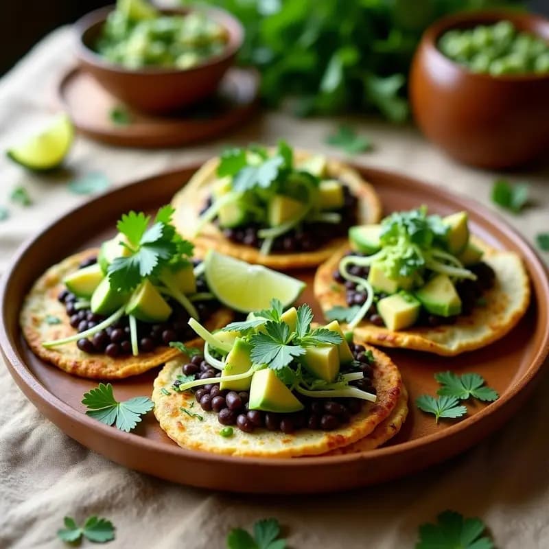 Sopes Mexicanos de Harina de Maíz Azul con Frijoles y Nopales: Receta Vegana y Sin Gluten
